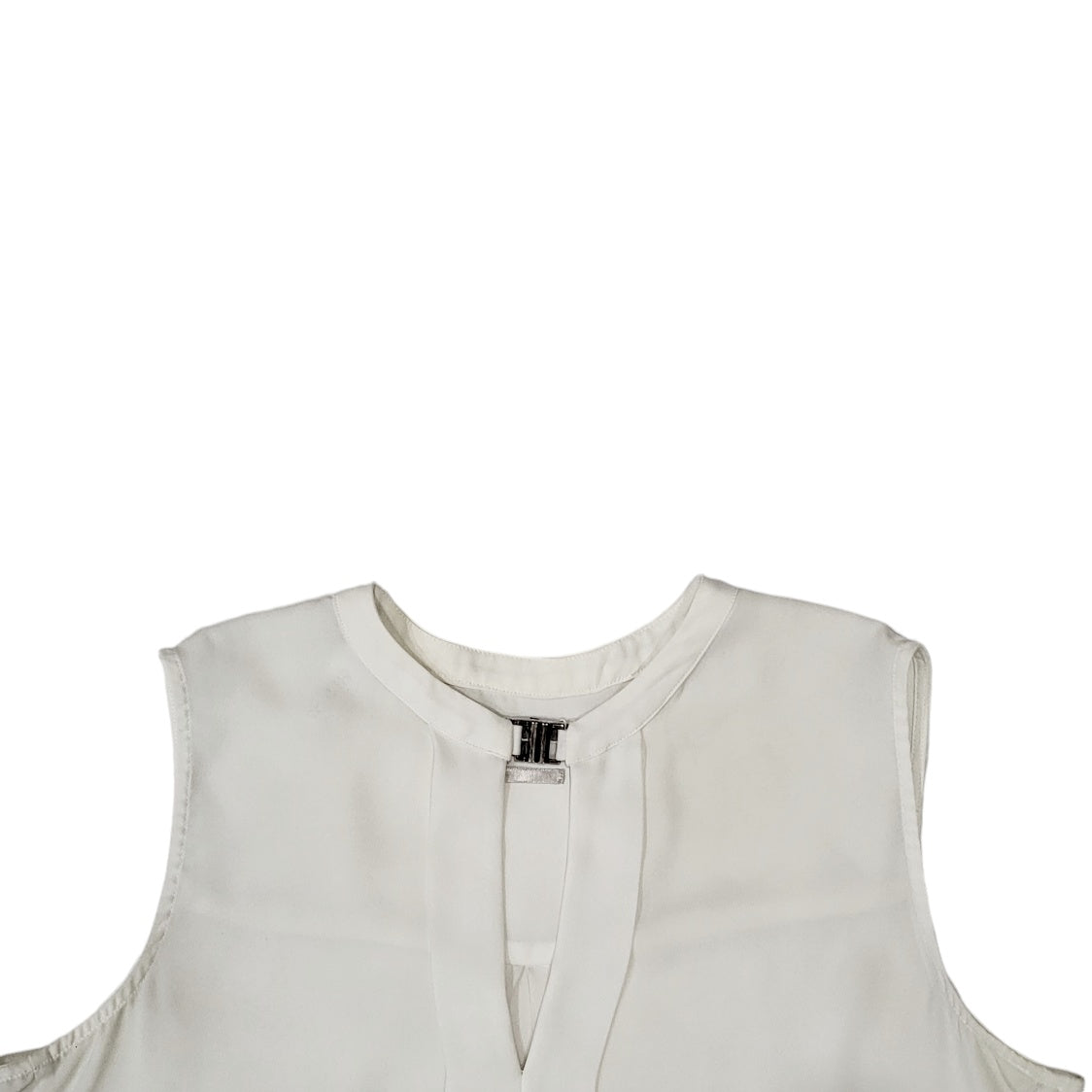 Blusa mujer Basement blanco sin mangas cuello redondo con herraje talla L
