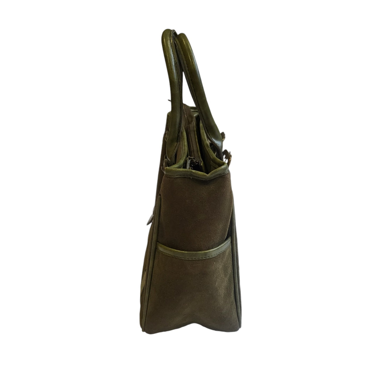 Cartera mujer verde carnaza con cuero liso
