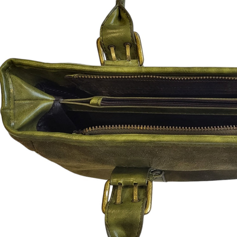 Cartera mujer verde carnaza con cuero liso