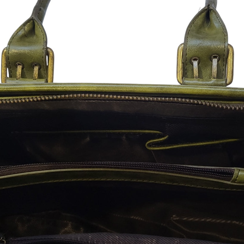 Cartera mujer verde carnaza con cuero liso