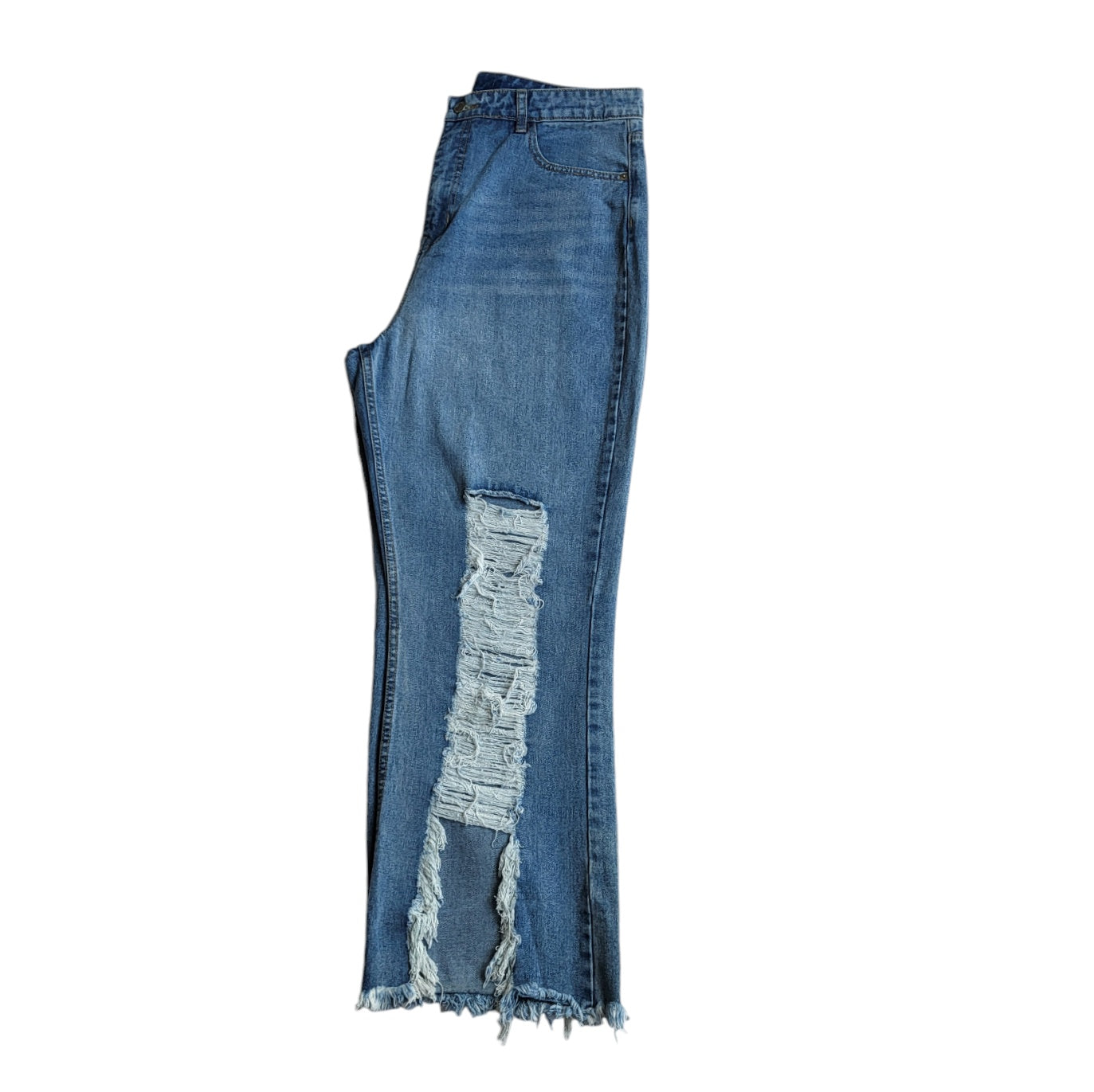 Jean mujer Dahla azul claro con rotos tiro alto wide leg Talla 16 PLUS