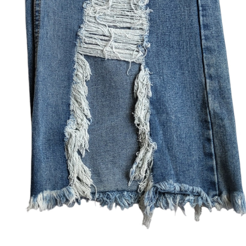 Jean mujer Dahla azul claro con rotos tiro alto wide leg Talla 16 PLUS