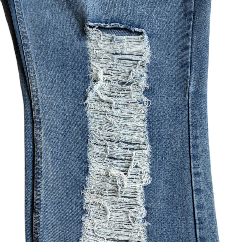 Jean mujer Dahla azul claro con rotos tiro alto wide leg Talla 16 PLUS