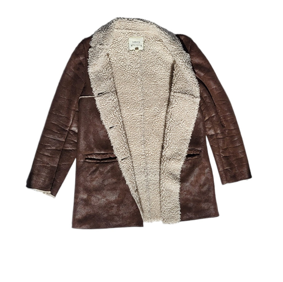Abrigo mujer Mango café ovejera talla M