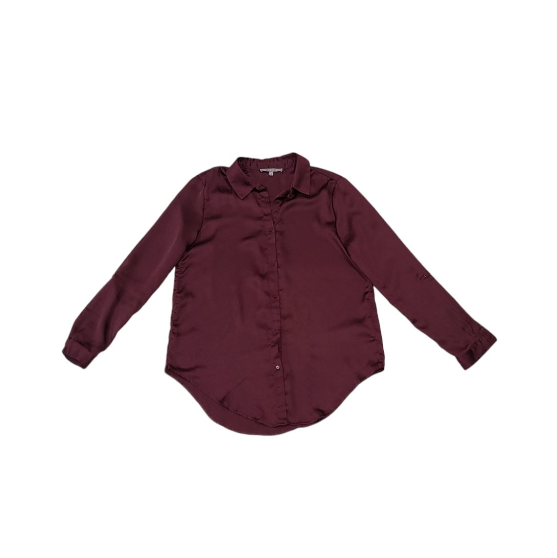 Camisa mujer Basement vinotinto satinada manga larga talla S