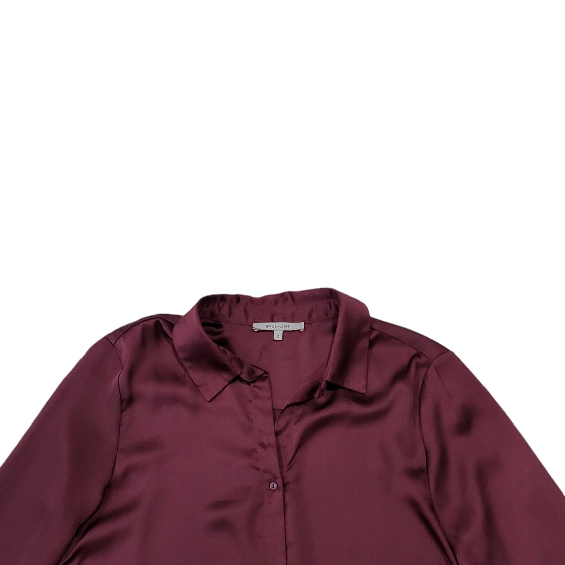 Camisa mujer Basement vinotinto satinada manga larga talla S