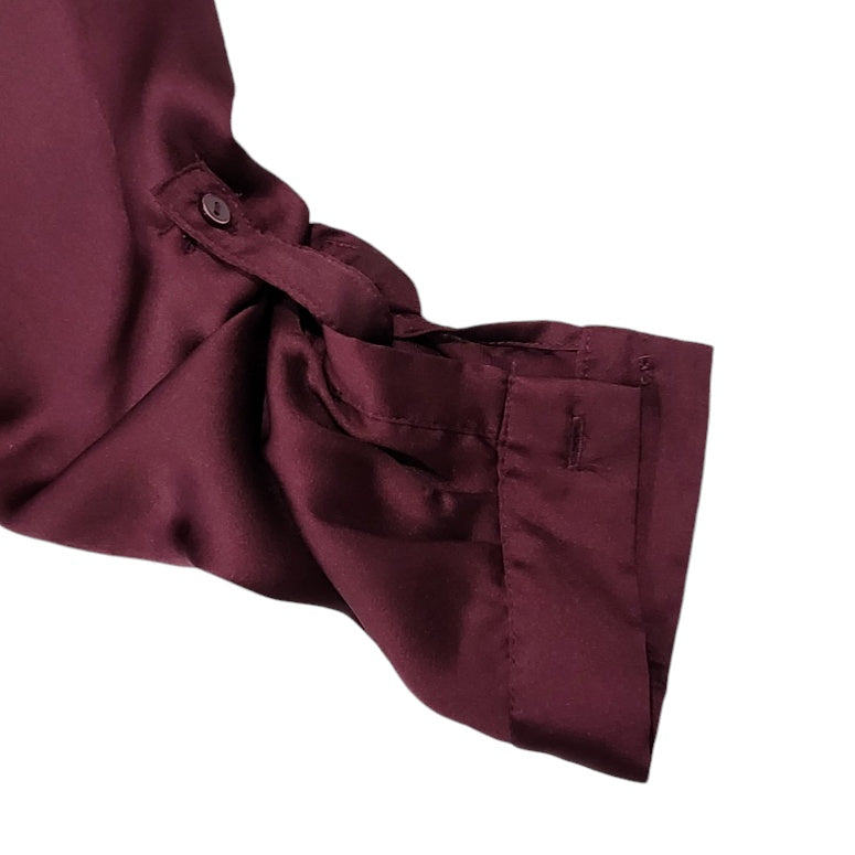 Camisa mujer Basement vinotinto satinada manga larga talla S