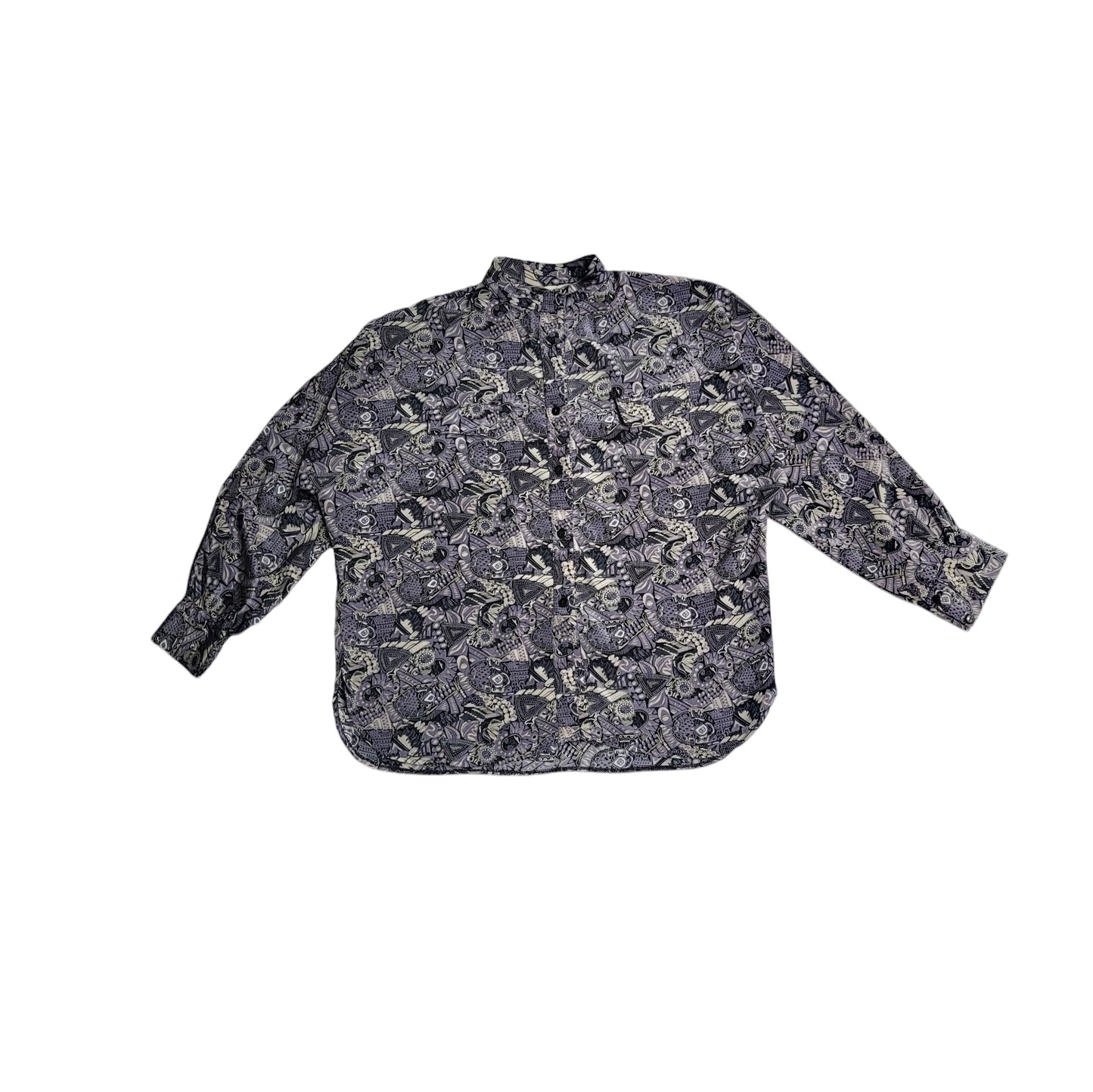 Camisa vintage mujer gris estampado retro talla M