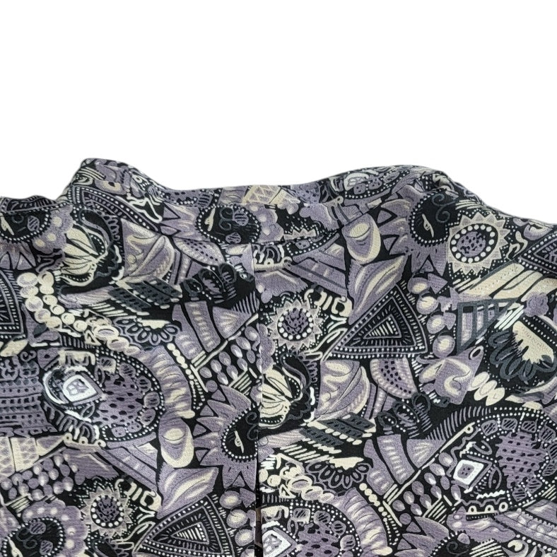 Camisa vintage mujer gris estampado retro talla M