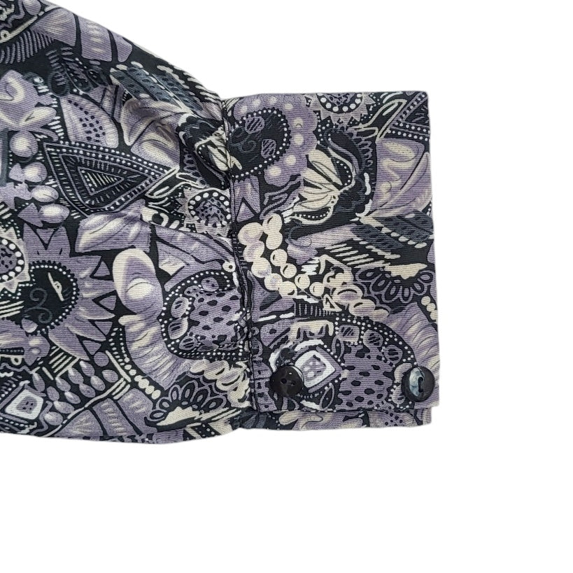Camisa vintage mujer gris estampado retro talla M