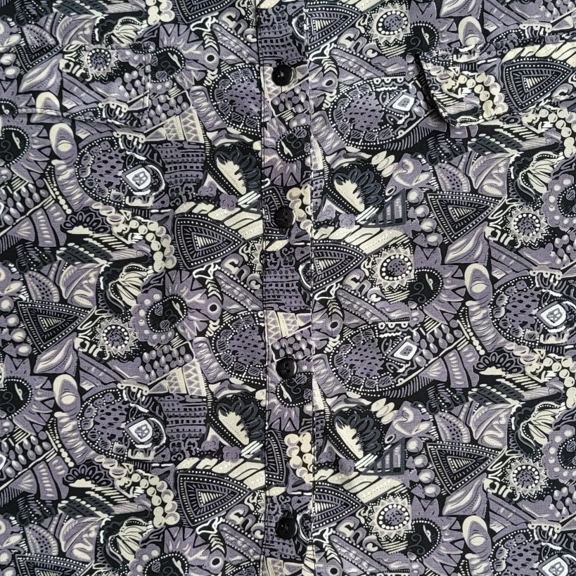 Camisa vintage mujer gris estampado retro talla M