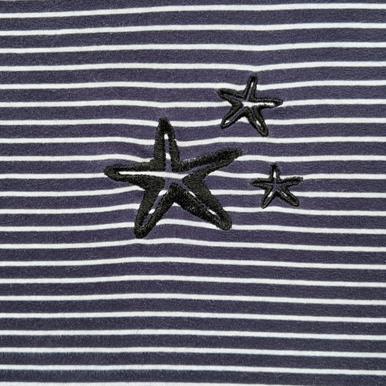 Camiseta mujer Mango azul con rayas blancas talla M