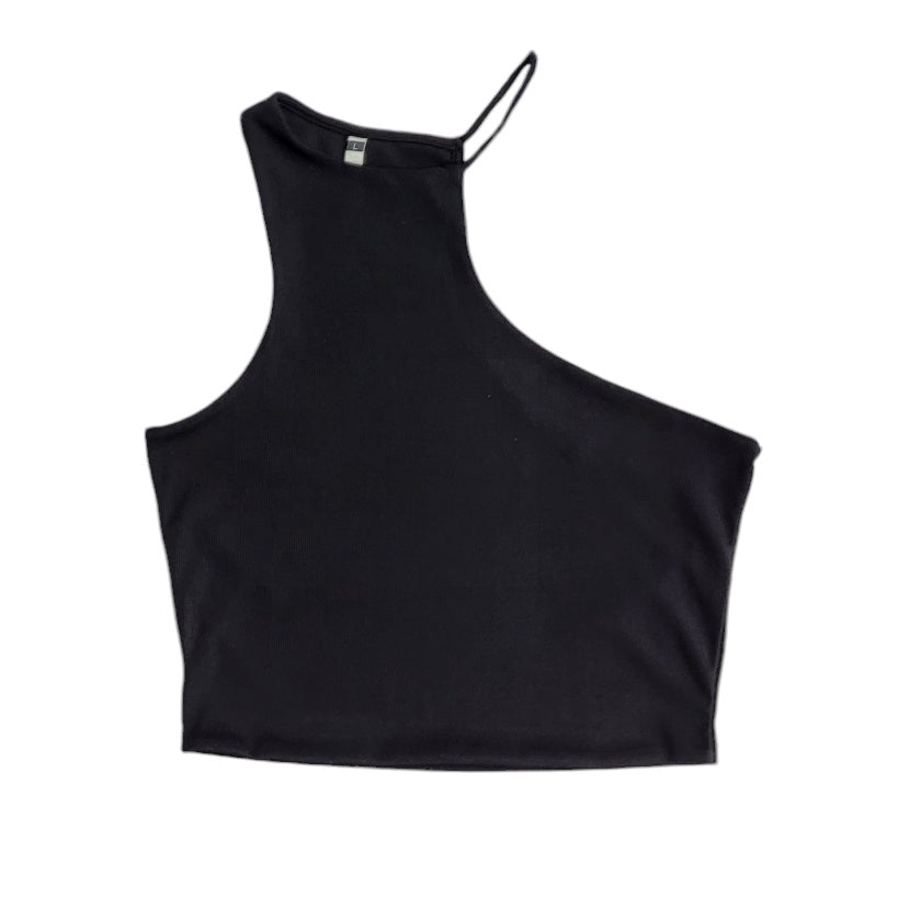 Crop top mujer Sybilla negro asimétrico sin mangas talla L