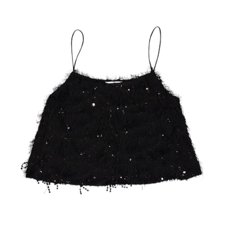 Crop top mujer Cest moi negro con Flecos y lentejuelas talla M