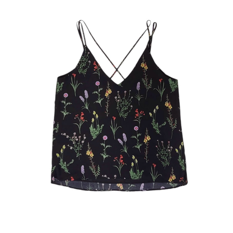 Blusa mujer Stradivarius negro con flores talla M