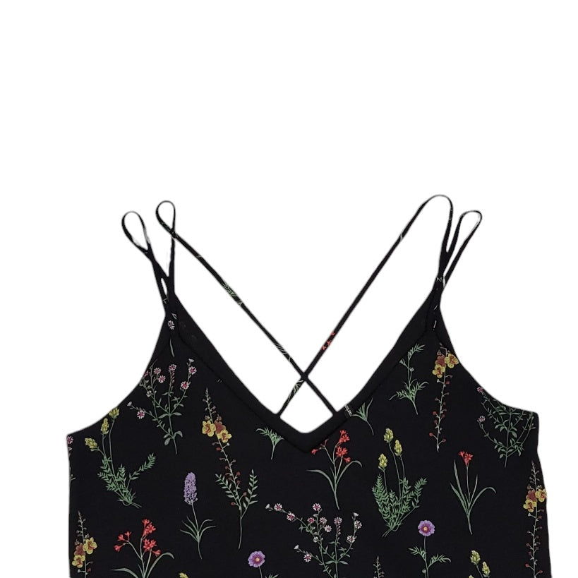 Blusa mujer Stradivarius negro con flores talla M