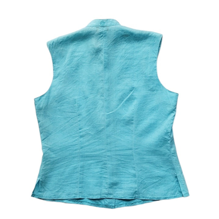 Blusa mujer Carretel Azul con letras chinas bordadas talla 10