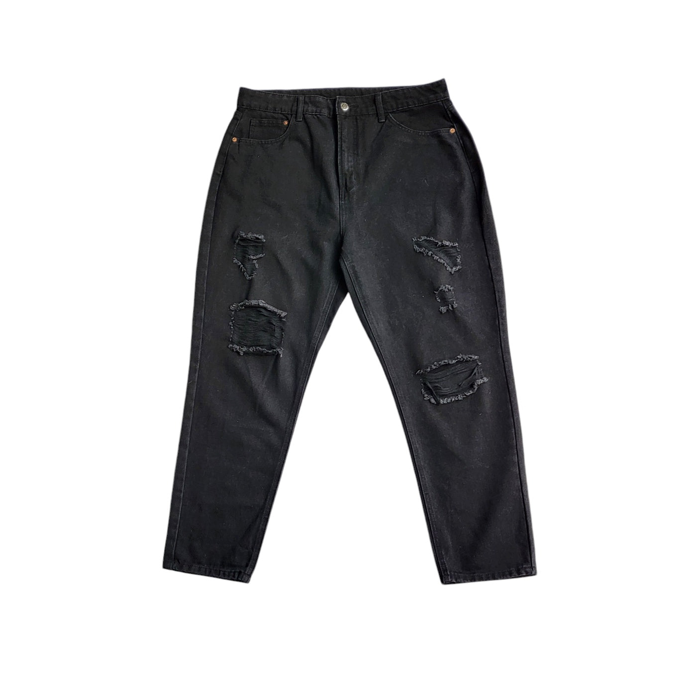 Jean mujer Dahla negro con rotos tiro alto Recto talla 16 plus