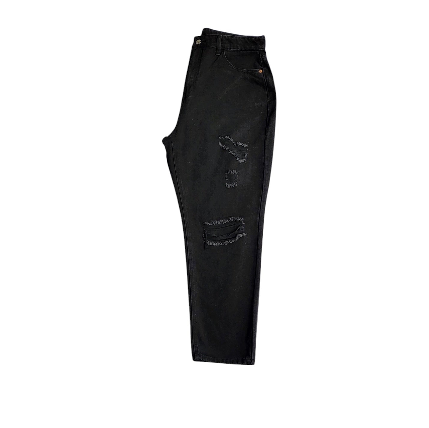 Jean mujer Dahla negro con rotos tiro alto Recto talla 16 plus
