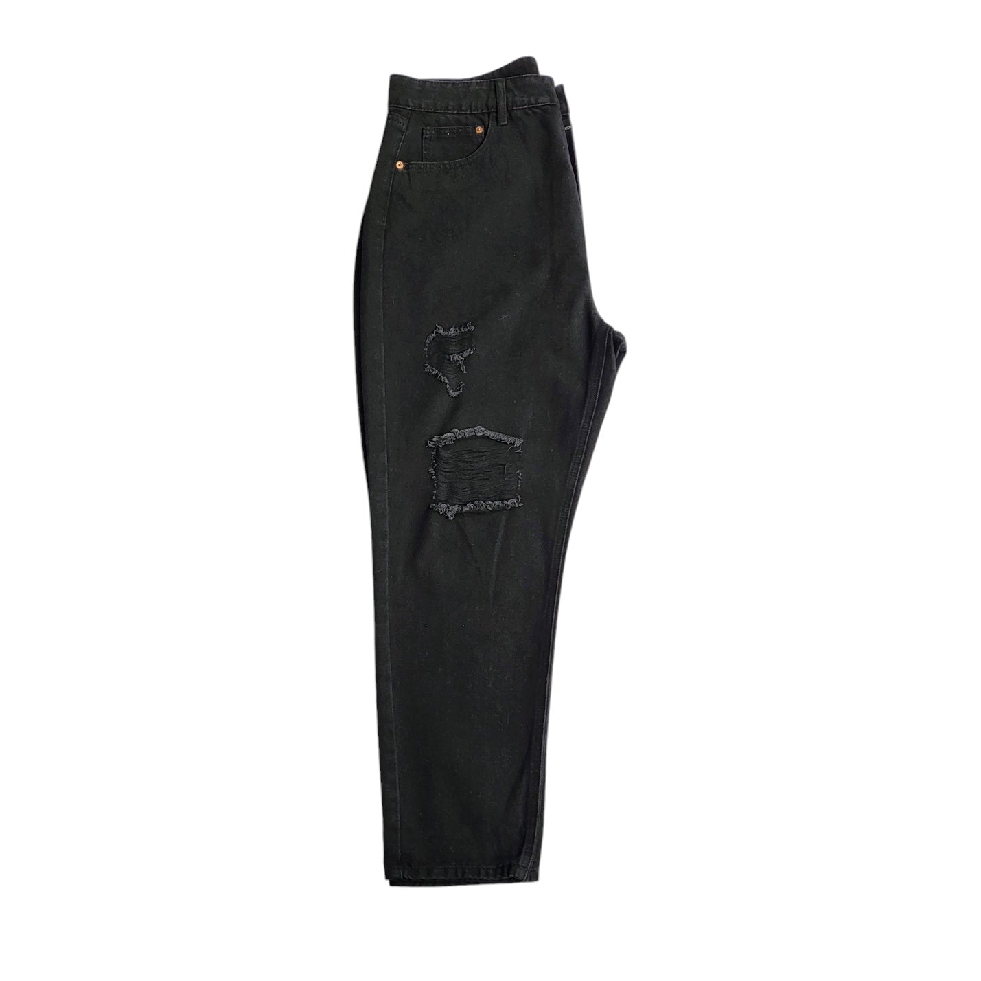 Jean mujer Dahla negro con rotos tiro alto Recto talla 16 plus
