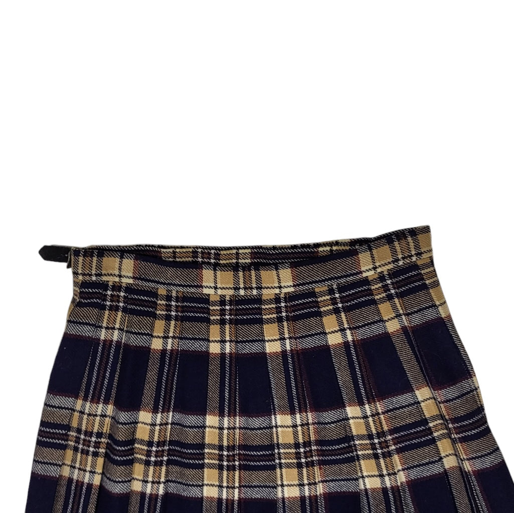 Falda mujer Pure new wool azul y beige escocesa Largo midi talla 10