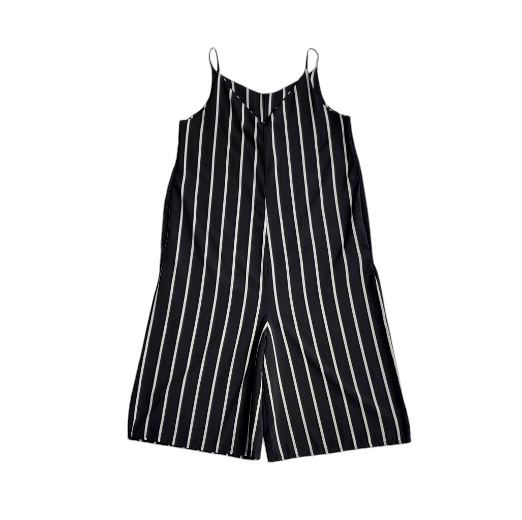 Enterizo mujer negro con rayas blancas talla Unica