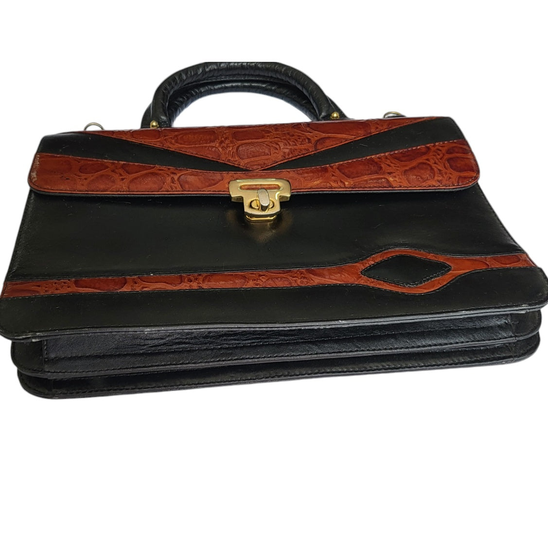 Cartera vintage mujer negra con vinotinto tipo baúl