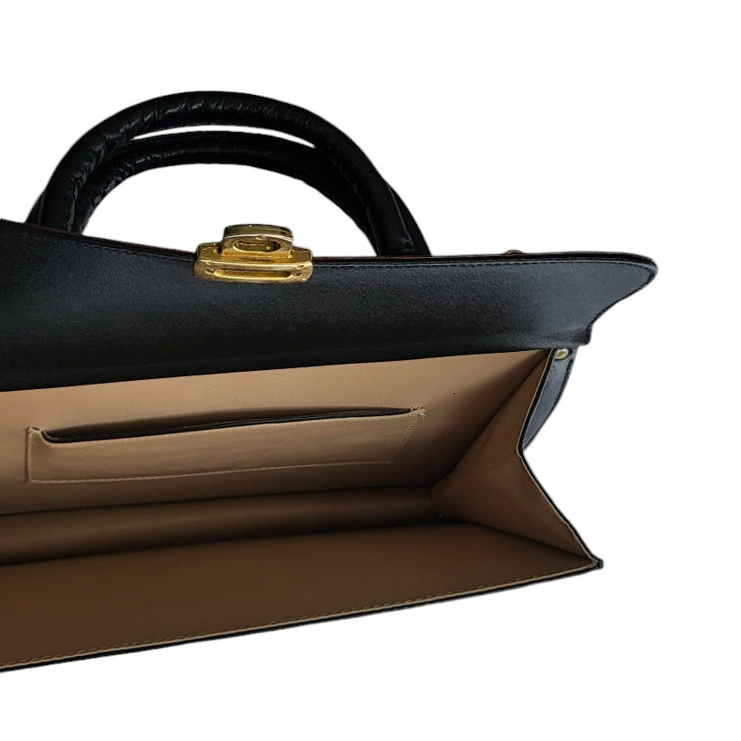 Cartera vintage mujer negra con vinotinto tipo baúl