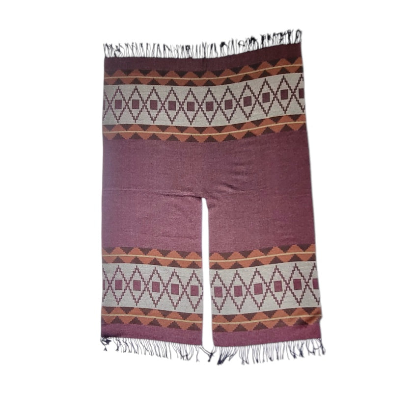 Ruana - Chal - poncho mujer morado y gris