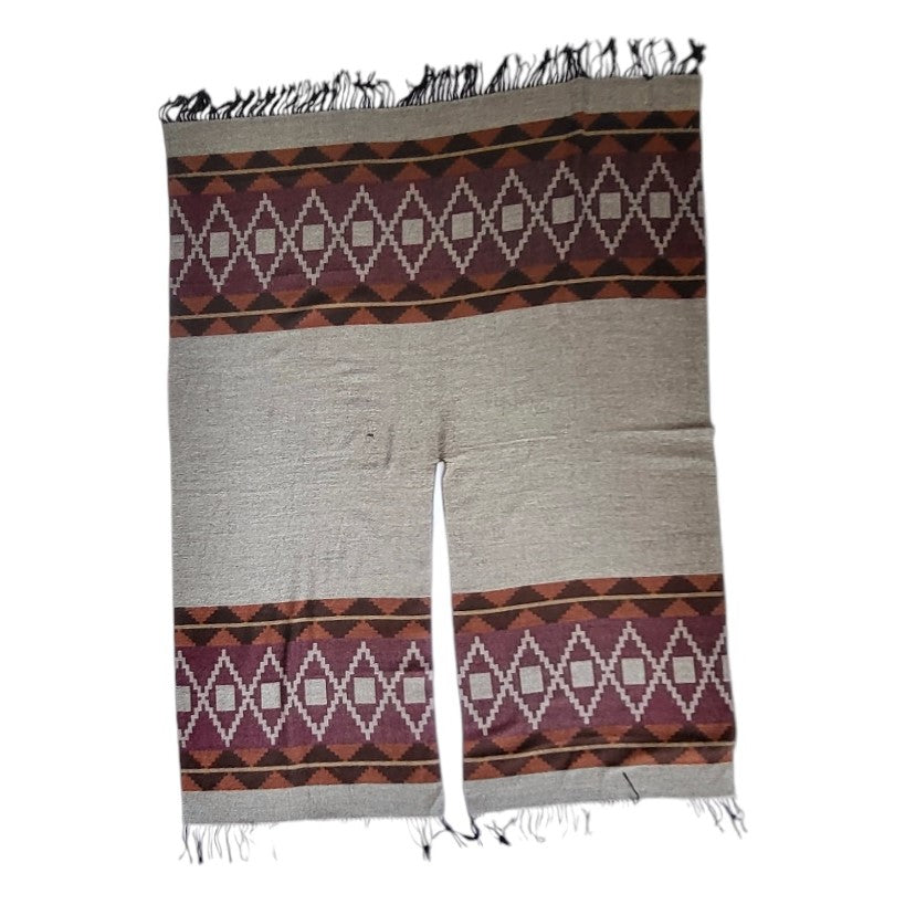 Ruana - Chal - poncho mujer morado y gris
