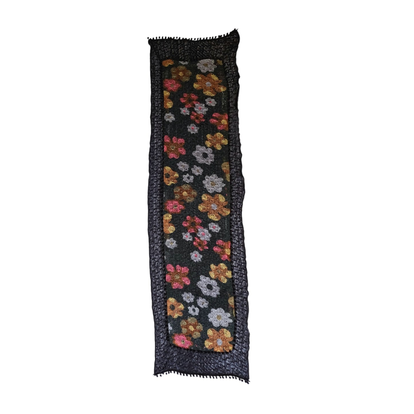 Ruana - Chal - poncho mujer negro tejido con flores y borlas talla Unica