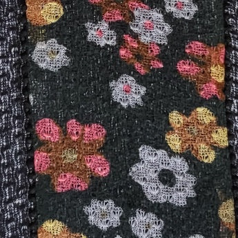 Ruana - Chal - poncho mujer negro tejido con flores y borlas talla Unica