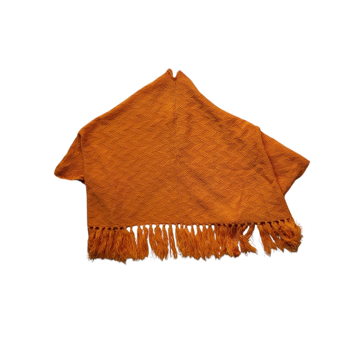 Capa - Ruana - Chal - poncho mujer naranja tejida con borlas talla única