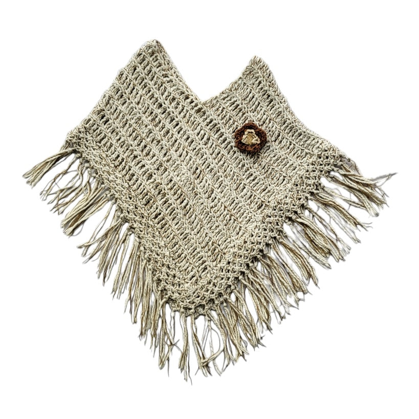 Ruana - Chal - poncho mujer blanco y café talla única