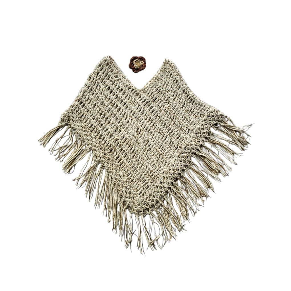 Ruana - Chal - poncho mujer blanco y café talla única