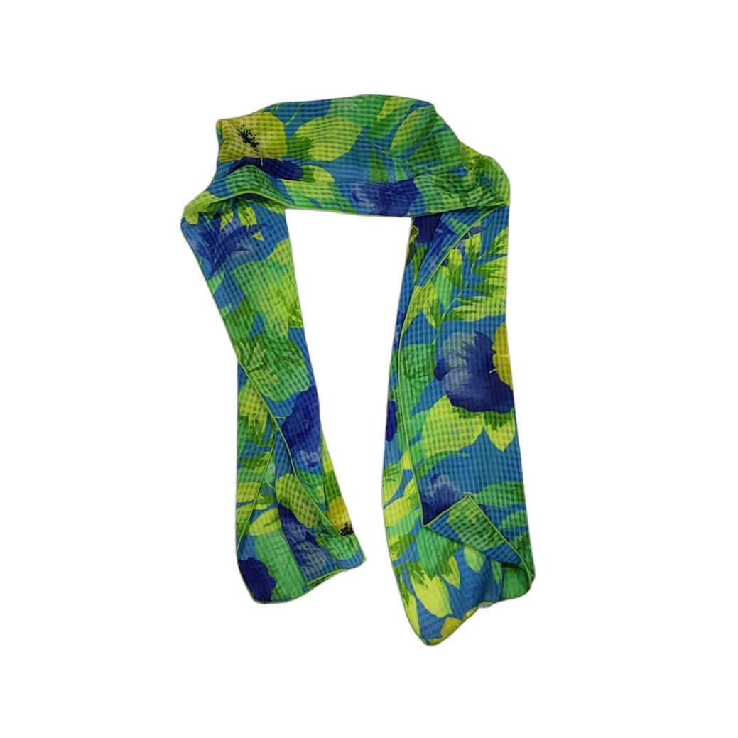 Pañoleta mujer azul con flores verdes talla Única