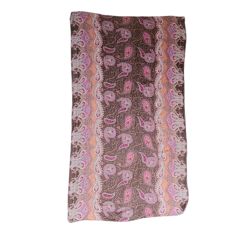 Pashmina mujer café con arabescos rosados