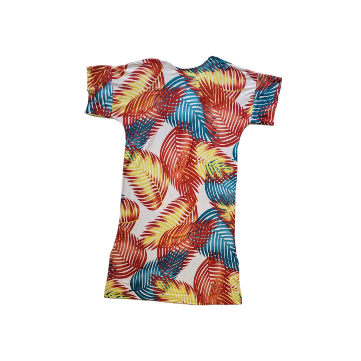 Salida de baño mujer blanco Print de hojas naranjas y azules talla L