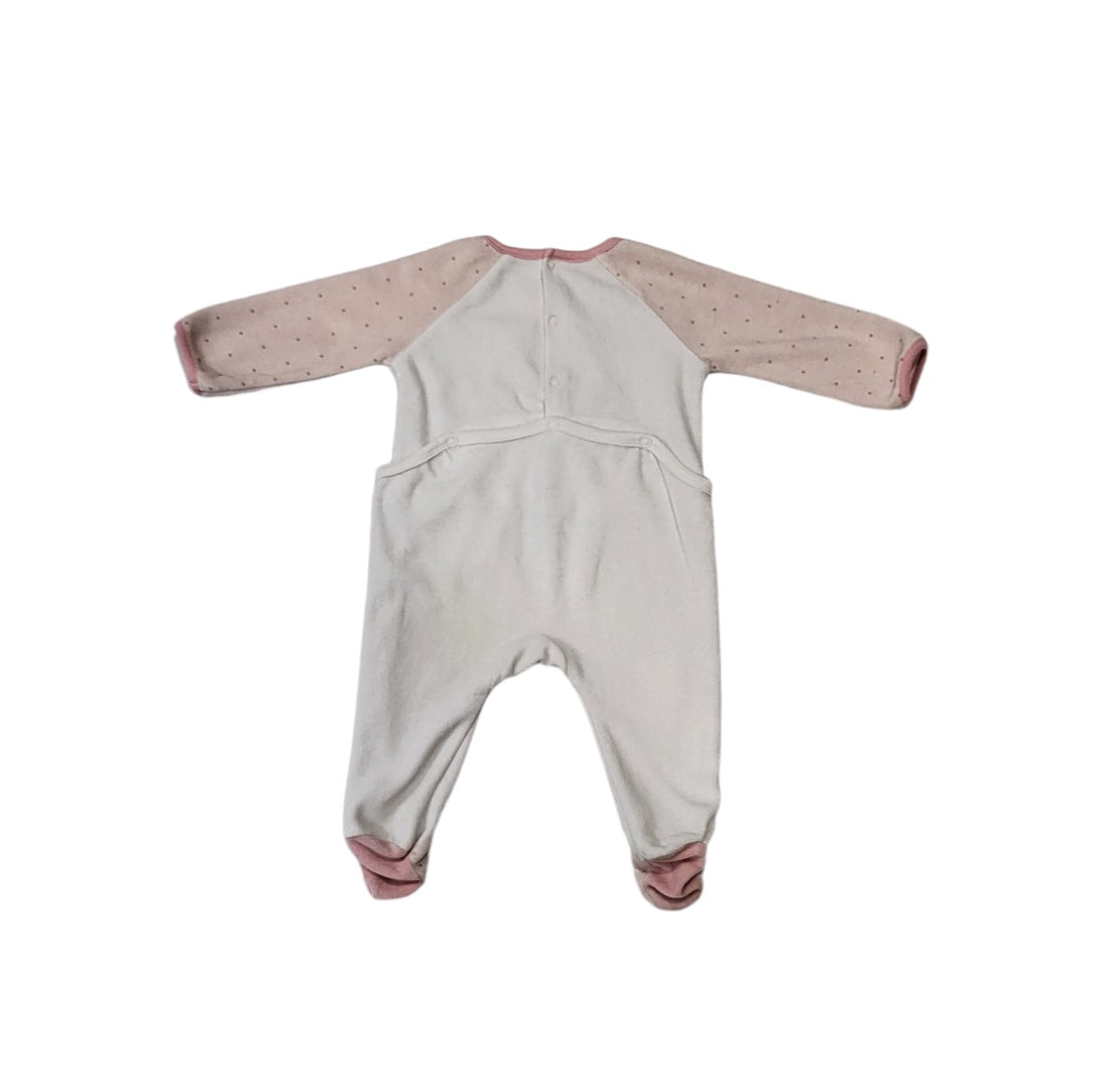 Pijama enteriza niña blanco con gato bordado Talla 6M