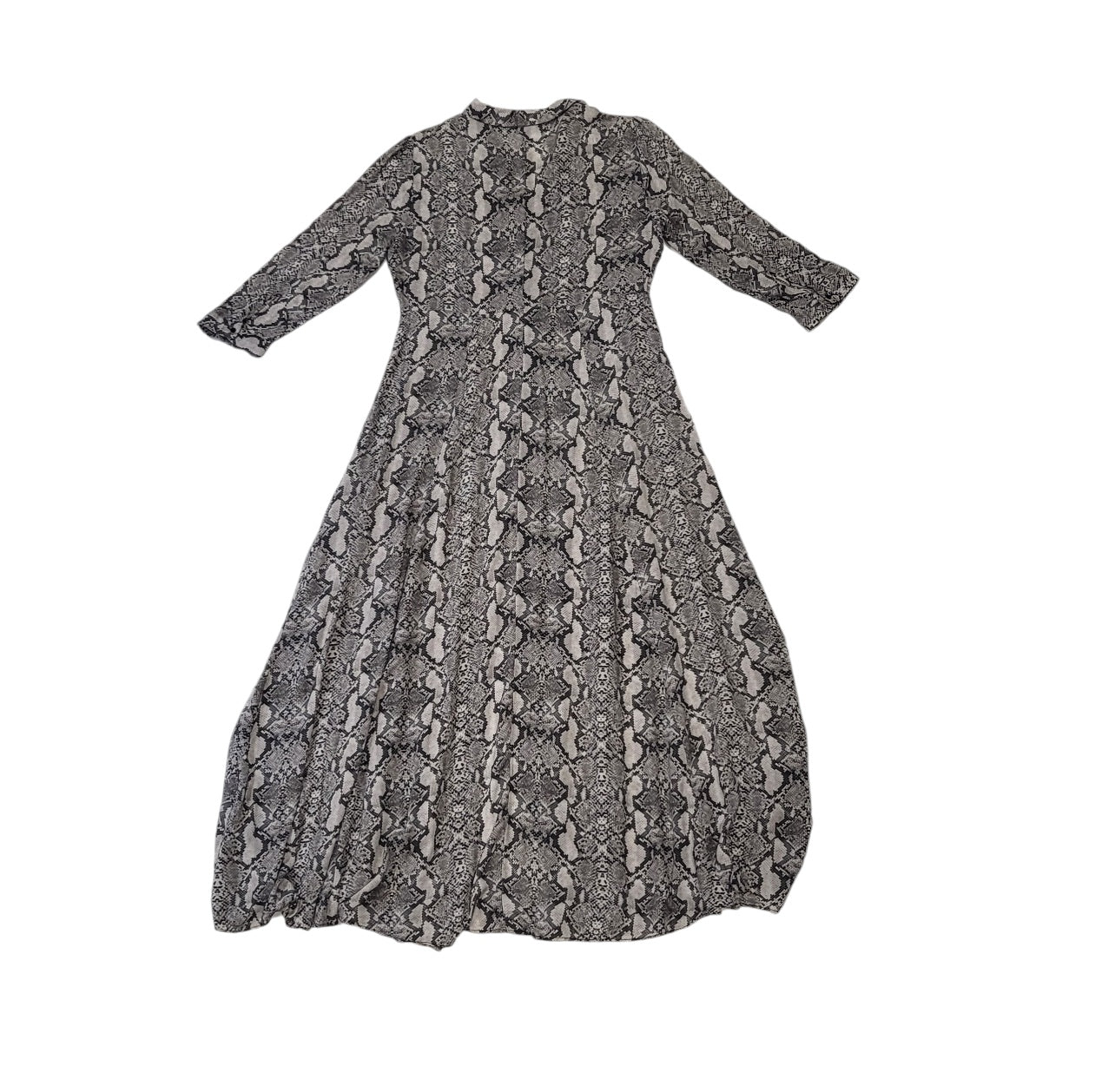 Vestido mujer Zara gris camisero estampado pitón manga larga Largo largo talla L