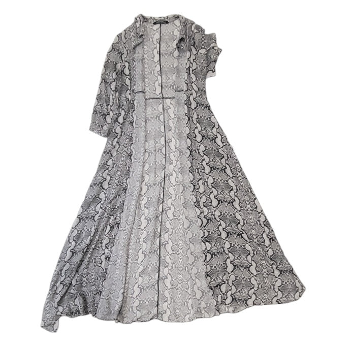 Vestido mujer Zara gris camisero estampado pitón manga larga Largo largo talla L
