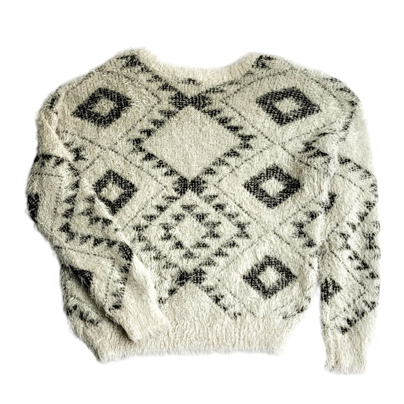 Saco tejido mujer Sybilla beige peludo con tejido geométrico Talla L