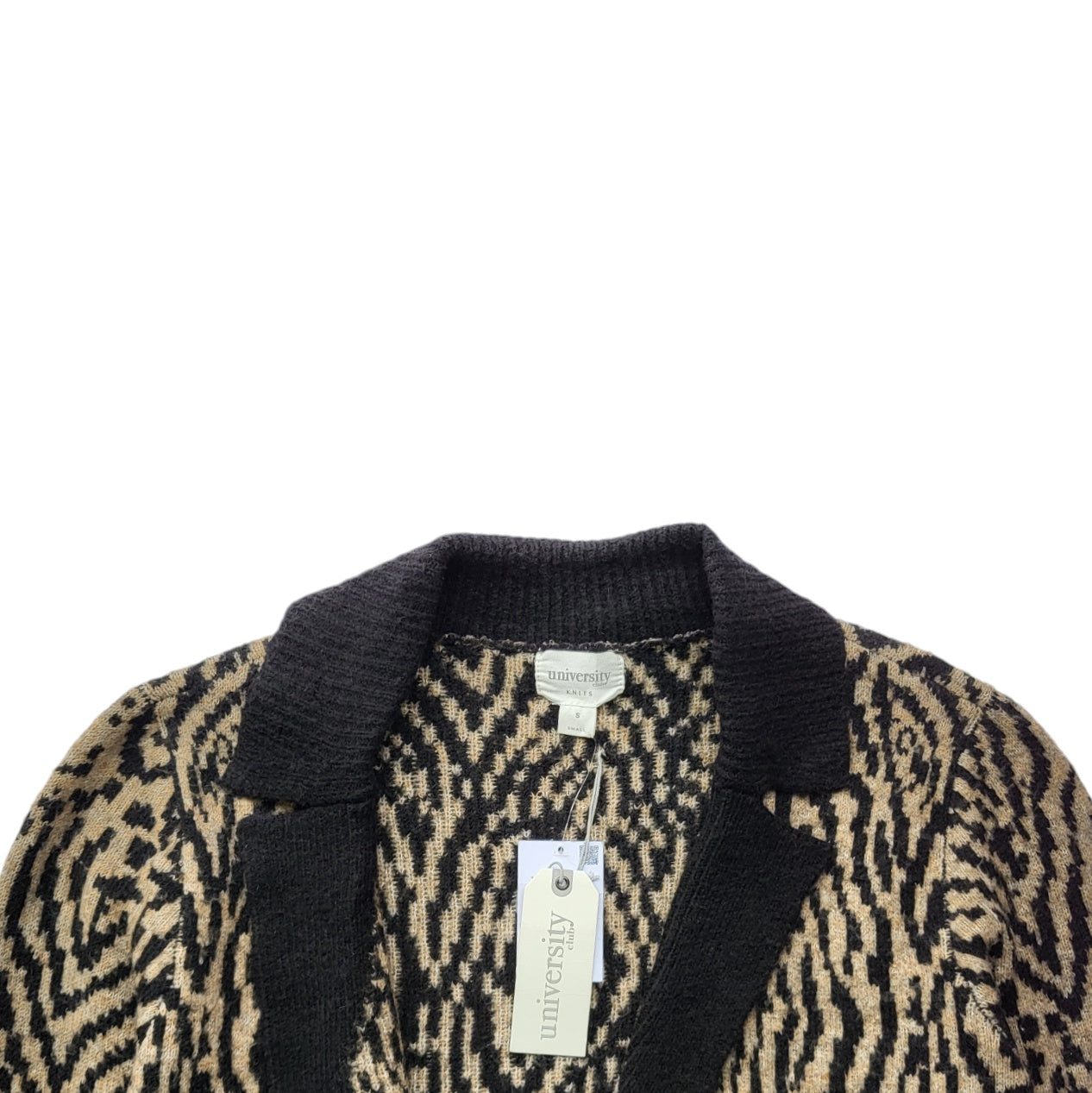 Cardigan Mujer University Club Beige y negro animal print talla S