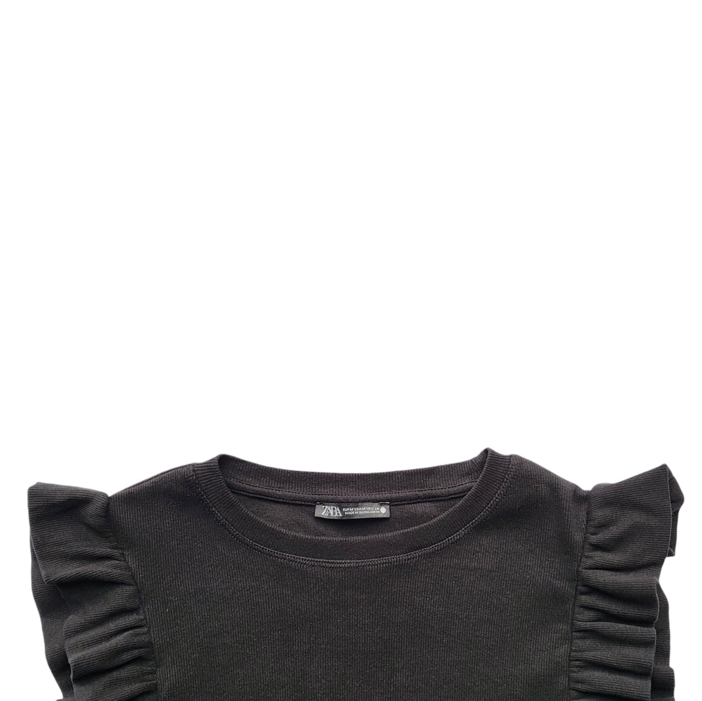 Camiseta mujer Zara Negro con boleros talla M