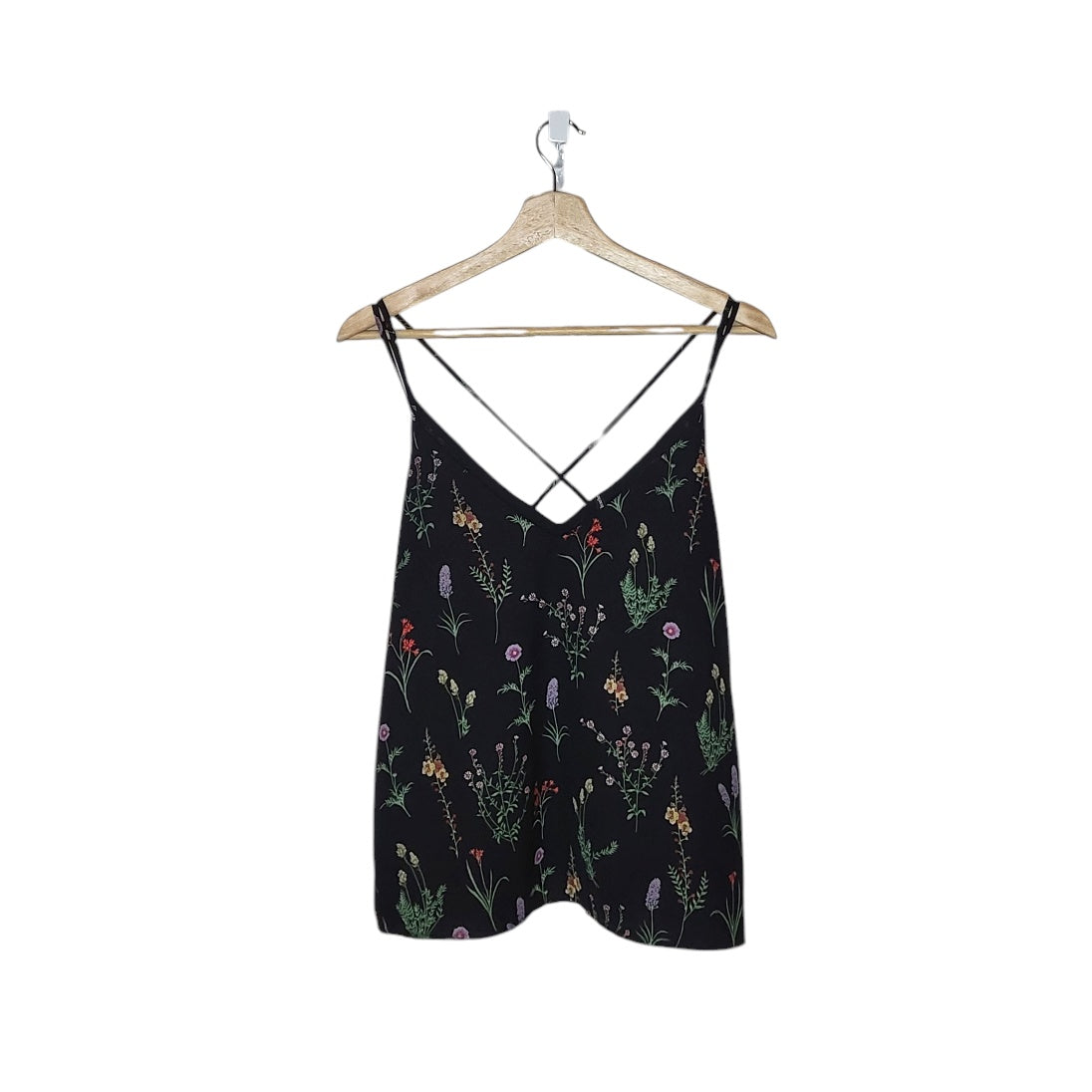 Blusa mujer Stradivarius negro con flores talla M