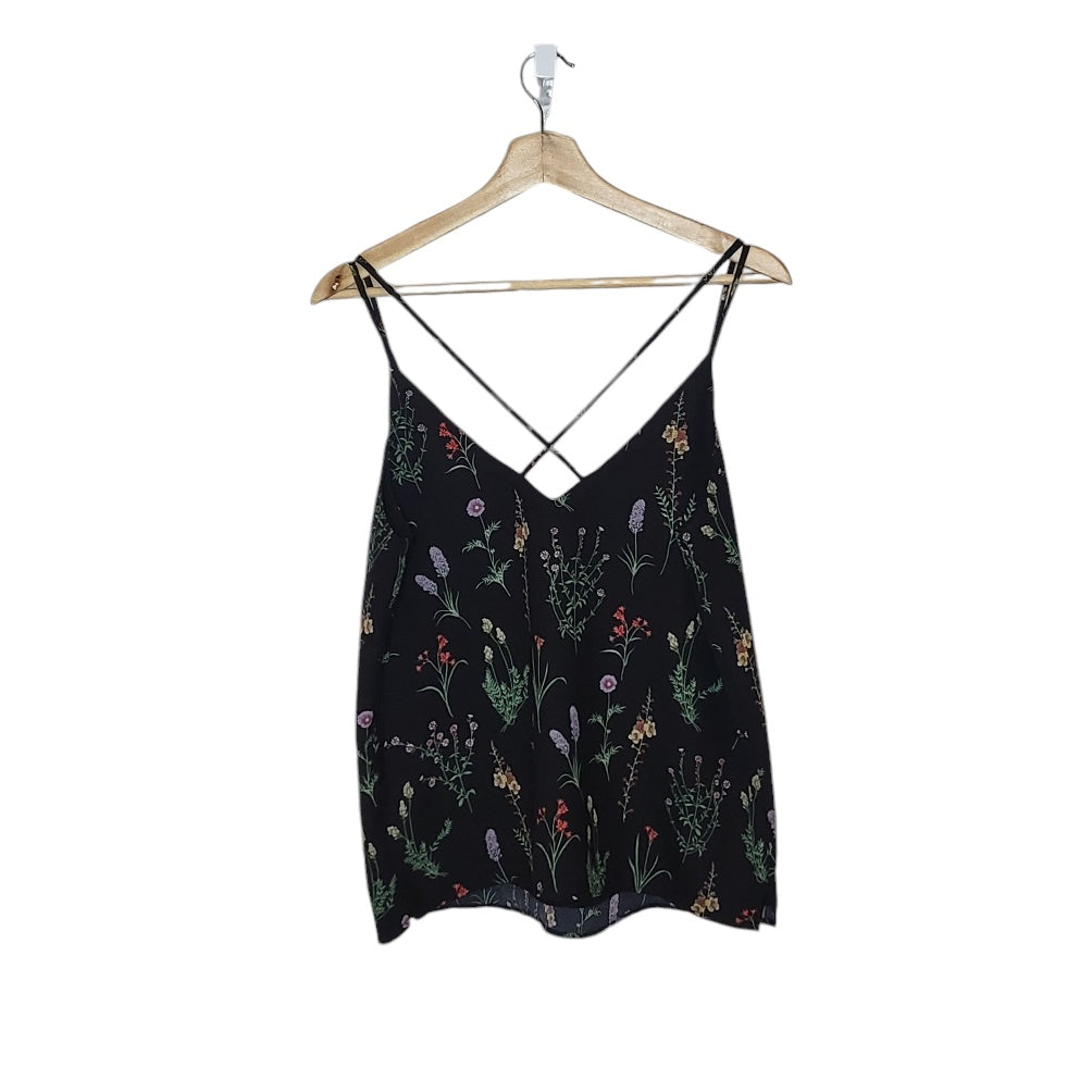 Blusa mujer Stradivarius negro con flores talla M