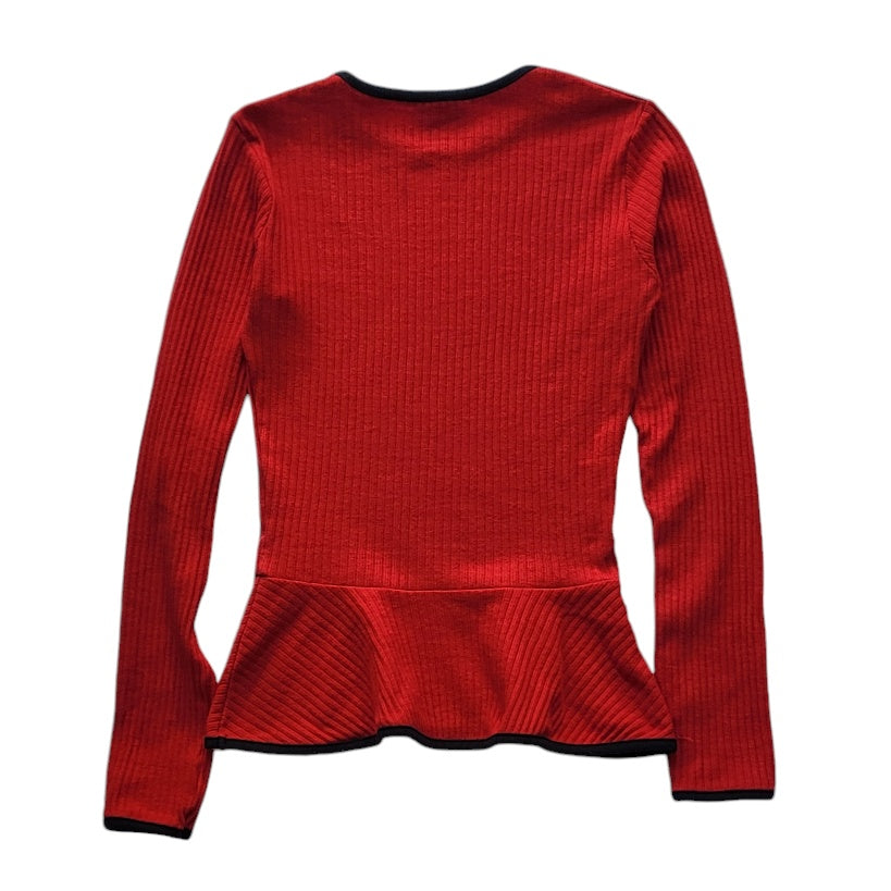 Blusa mujer Zara Rojo tejido manga larga cuello redondo talla S