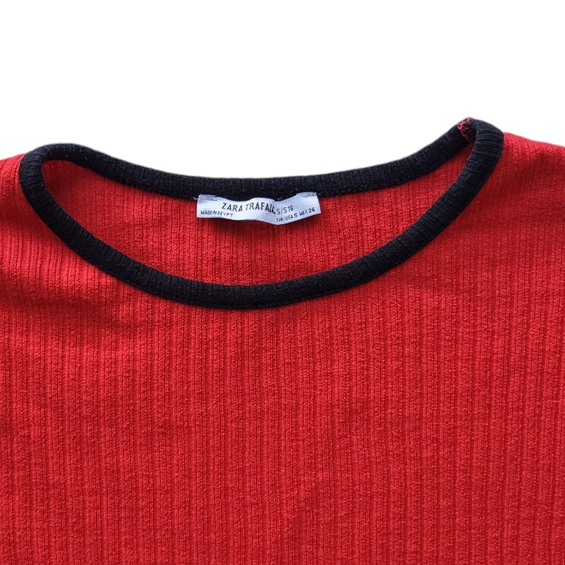 Blusa mujer Zara Rojo tejido manga larga cuello redondo talla S