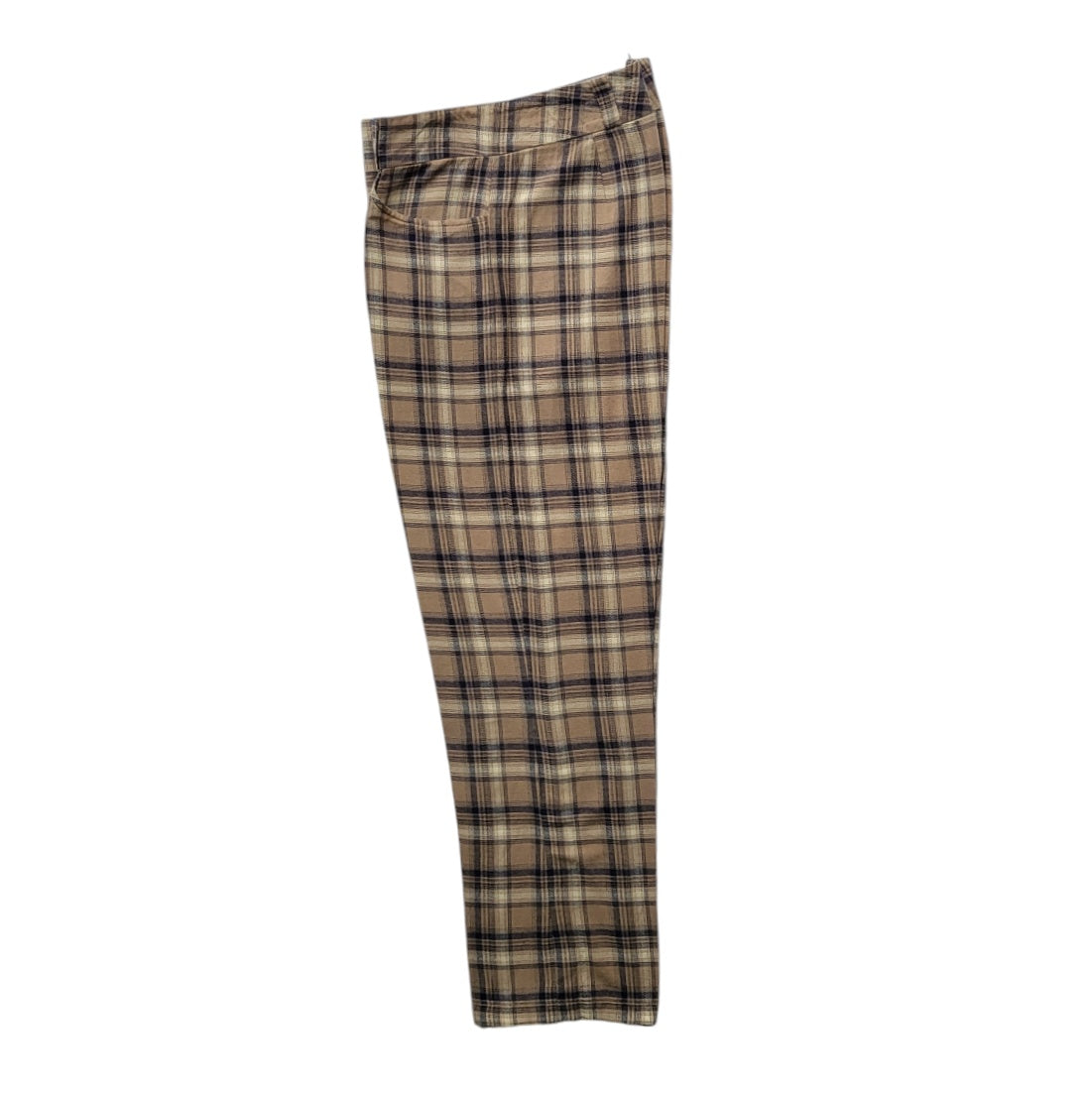 Pantalón mujer café cuadros tiro alto recto talla L