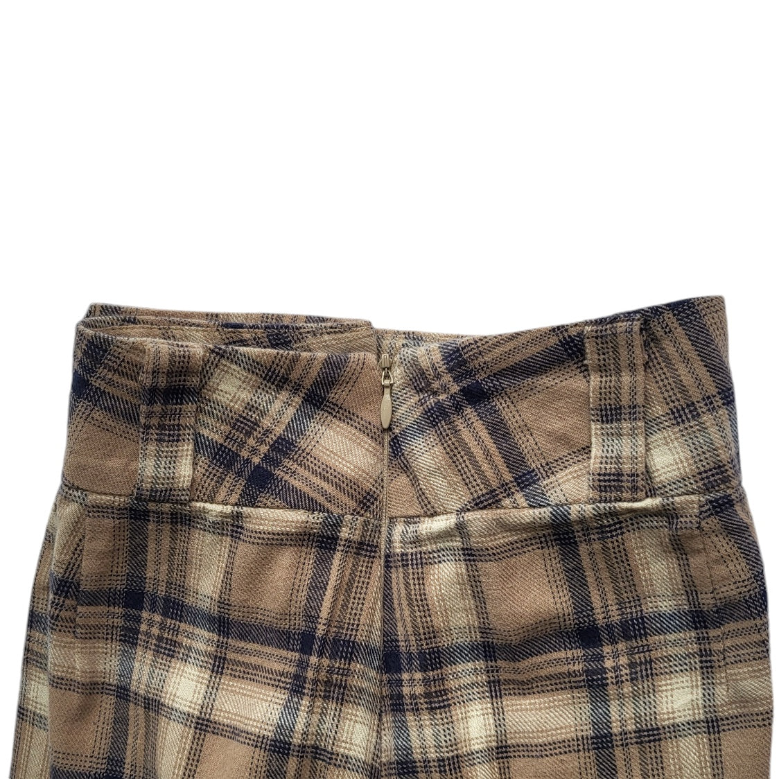 Pantalón mujer café cuadros tiro alto recto talla L